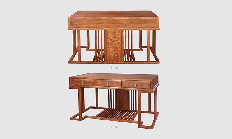 六盘水 别墅中式家居书房装修实木书桌效果图